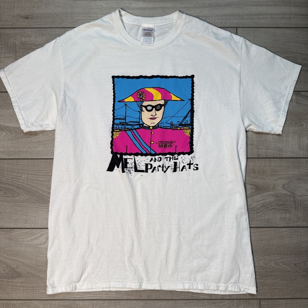 Vintage Mel And The Party Hats Large T Shirt Band Music 30 Years 1985-2015 White - Picture 1 of 15
